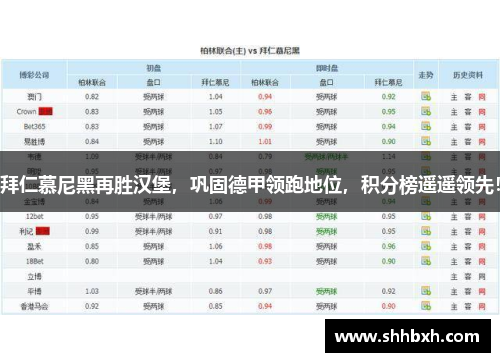 拜仁慕尼黑再胜汉堡，巩固德甲领跑地位，积分榜遥遥领先！